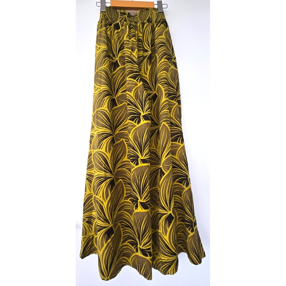 Tanoa Dress Pants Wide Leg Flare Highrise Waist Strap Ribbon Floral Geometric